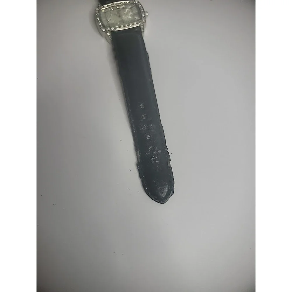 Vintage NY&CO Wristwatch Watch Silver Tone Sparkle Black Band Jewelry